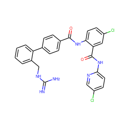 N=C(N)NCc1ccccc1-c1ccc(C(=O)Nc2ccc(Cl)cc2C(=O)Nc2ccc(Cl)cn2)cc1 ZINC000028098071