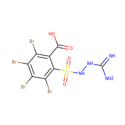 N=C(N)NNS(=O)(=O)c1c(Br)c(Br)c(Br)c(Br)c1C(=O)O ZINC000029477939