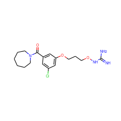 N=C(N)NOCCCOc1cc(Cl)cc(C(=O)N2CCCCCC2)c1 ZINC000027193120