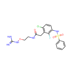 N=C(N)NOCCNC(=O)Cc1c(Cl)ccc(NS(=O)(=O)c2ccccc2)c1F ZINC000028956084