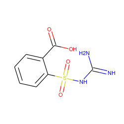 N=C(N)NS(=O)(=O)c1ccccc1C(=O)O ZINC000005771790