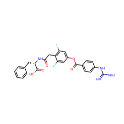 N=C(N)Nc1ccc(C(=O)Oc2cc(F)c(CC(=O)N[C@@H](Cc3ccccc3)C(=O)O)c(F)c2)cc1 ZINC001772593932