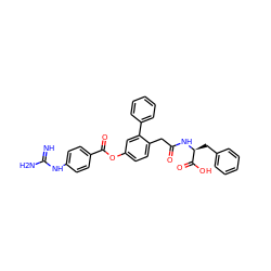 N=C(N)Nc1ccc(C(=O)Oc2ccc(CC(=O)N[C@@H](Cc3ccccc3)C(=O)O)c(-c3ccccc3)c2)cc1 ZINC001772639105