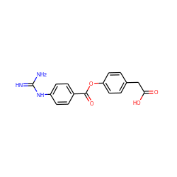 N=C(N)Nc1ccc(C(=O)Oc2ccc(CC(=O)O)cc2)cc1 ZINC000013741968