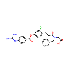 N=C(N)Nc1ccc(C(=O)Oc2ccc(CCC(=O)N(CC(=O)O)Cc3ccccc3)c(Cl)c2)cc1 ZINC001772629126