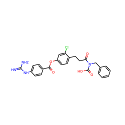 N=C(N)Nc1ccc(C(=O)Oc2ccc(CCC(=O)N(Cc3ccccc3)C(=O)O)c(Cl)c2)cc1 ZINC001772623437