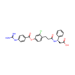 N=C(N)Nc1ccc(C(=O)Oc2ccc(CCC(=O)N[C@H](CC(=O)O)c3ccccc3)c(Cl)c2)cc1 ZINC001772633862