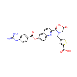 N=C(N)Nc1ccc(C(=O)Oc2ccc3nc(C(=O)N(CC(=O)O)Cc4csc(C(=O)O)c4)ccc3c2)cc1 ZINC000145049976