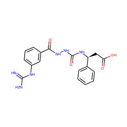 N=C(N)Nc1cccc(C(=O)NNC(=O)N[C@@H](CC(=O)O)c2ccccc2)c1 ZINC000013558903