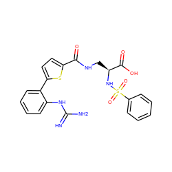 N=C(N)Nc1ccccc1-c1ccc(C(=O)NC[C@H](NS(=O)(=O)c2ccccc2)C(=O)O)s1 ZINC000013487462