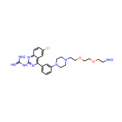 N=C(N)Nc1nc(-c2cccc(N3CCN(CCOCCOCCN)CC3)c2)c2cc(Cl)ccc2n1 ZINC001772637604