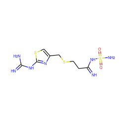 N=C(N)Nc1nc(CSCCC(=N)NS(N)(=O)=O)cs1 ZINC000001530636