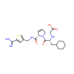 N=C(N)c1cc(CNC(=O)[C@@H]2C=CCN2C(=O)[C@@H](CC2CCCCC2)NCC(=O)O)cs1 ZINC000036107684