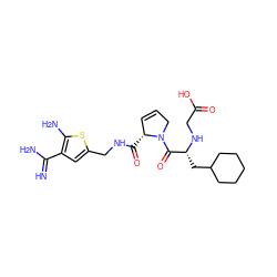 N=C(N)c1cc(CNC(=O)[C@@H]2C=CCN2C(=O)[C@@H](CC2CCCCC2)NCC(=O)O)sc1N ZINC000036107706