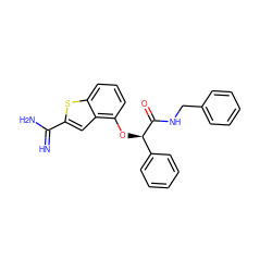 N=C(N)c1cc2c(O[C@@H](C(=O)NCc3ccccc3)c3ccccc3)cccc2s1 ZINC000045367110