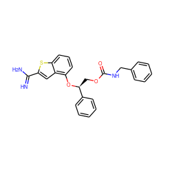 N=C(N)c1cc2c(O[C@@H](COC(=O)NCc3ccccc3)c3ccccc3)cccc2s1 ZINC000045391163