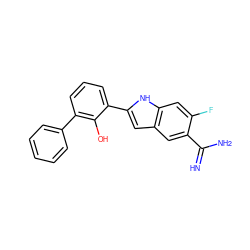 N=C(N)c1cc2cc(-c3cccc(-c4ccccc4)c3O)[nH]c2cc1F ZINC000000025911