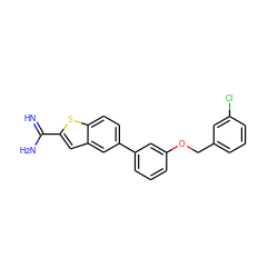 N=C(N)c1cc2cc(-c3cccc(OCc4cccc(Cl)c4)c3)ccc2s1 ZINC000045357873