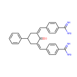 N=C(N)c1ccc(/C=C2/CC(c3ccccc3)C/C(=C/c3ccc(C(=N)N)cc3)C2=O)cc1 ZINC000013803399