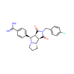 N=C(N)c1ccc([C@H]2[C@H]3C(=O)N(Cc4ccc(F)cc4)C(=O)[C@H]3[C@@H]3CCCN32)cc1 ZINC000006535589