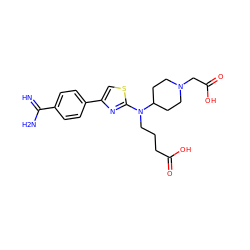 N=C(N)c1ccc(-c2csc(N(CCCC(=O)O)C3CCN(CC(=O)O)CC3)n2)cc1 ZINC000013765839