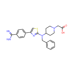 N=C(N)c1ccc(-c2csc(N(Cc3ccccc3)C3CCN(CC(=O)O)CC3)n2)cc1 ZINC000013765836