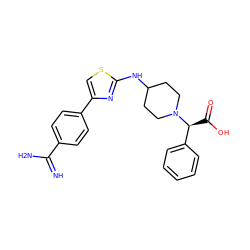 N=C(N)c1ccc(-c2csc(NC3CCN([C@@H](C(=O)O)c4ccccc4)CC3)n2)cc1 ZINC000013765819