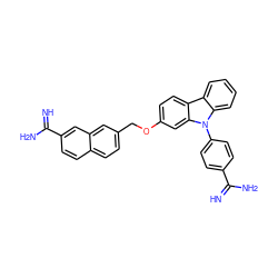 N=C(N)c1ccc(-n2c3ccccc3c3ccc(OCc4ccc5ccc(C(=N)N)cc5c4)cc32)cc1 ZINC000028091255