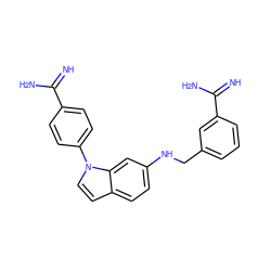 N=C(N)c1ccc(-n2ccc3ccc(NCc4cccc(C(=N)N)c4)cc32)cc1 ZINC000028015327