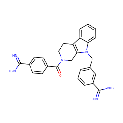 N=C(N)c1ccc(C(=O)N2CCc3c(n(Cc4cccc(C(=N)N)c4)c4ccccc34)C2)cc1 ZINC000004150243