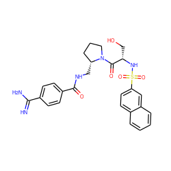 N=C(N)c1ccc(C(=O)NC[C@@H]2CCCN2C(=O)[C@H](CO)NS(=O)(=O)c2ccc3ccccc3c2)cc1 ZINC000003807302