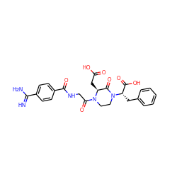 N=C(N)c1ccc(C(=O)NCC(=O)N2CCN([C@@H](Cc3ccccc3)C(=O)O)C(=O)[C@@H]2CC(=O)O)cc1 ZINC000013778005