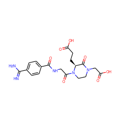 N=C(N)c1ccc(C(=O)NCC(=O)N2CCN(CC(=O)O)C(=O)[C@@H]2CCC(=O)O)cc1 ZINC000003922898