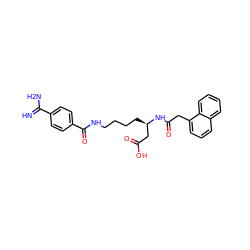 N=C(N)c1ccc(C(=O)NCCCC[C@H](CC(=O)O)NC(=O)Cc2cccc3ccccc23)cc1 ZINC000027850581