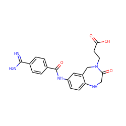 N=C(N)c1ccc(C(=O)Nc2ccc3c(c2)CN(CCC(=O)O)C(=O)CN3)cc1 ZINC000013782920