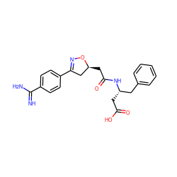 N=C(N)c1ccc(C2=NO[C@@H](CC(=O)N[C@@H](CC(=O)O)Cc3ccccc3)C2)cc1 ZINC000013763265