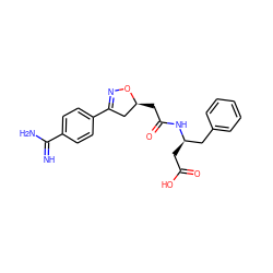 N=C(N)c1ccc(C2=NO[C@@H](CC(=O)N[C@H](CC(=O)O)Cc3ccccc3)C2)cc1 ZINC000013763269