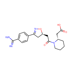 N=C(N)c1ccc(C2=NO[C@@H](CC(=O)N3CCCC[C@H]3CC(=O)O)C2)cc1 ZINC000003812538
