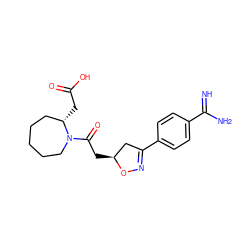 N=C(N)c1ccc(C2=NO[C@@H](CC(=O)N3CCCCC[C@@H]3CC(=O)O)C2)cc1 ZINC000027519058