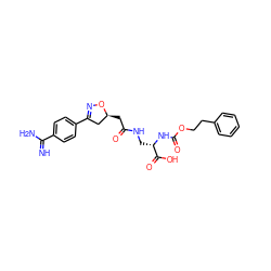 N=C(N)c1ccc(C2=NO[C@@H](CC(=O)NC[C@H](NC(=O)OCCc3ccccc3)C(=O)O)C2)cc1 ZINC000013763357