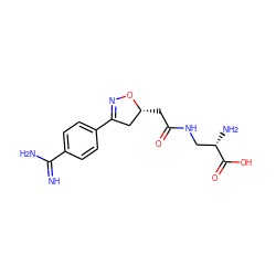 N=C(N)c1ccc(C2=NO[C@H](CC(=O)NC[C@H](N)C(=O)O)C2)cc1 ZINC000013763294