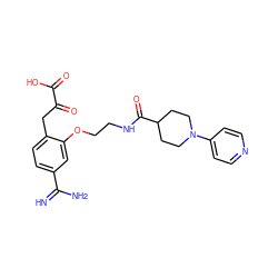 N=C(N)c1ccc(CC(=O)C(=O)O)c(OCCNC(=O)C2CCN(c3ccncc3)CC2)c1 ZINC000013518271