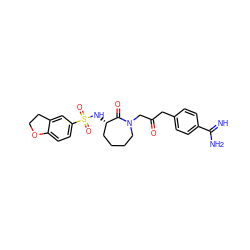 N=C(N)c1ccc(CC(=O)CN2CCCC[C@H](NS(=O)(=O)c3ccc4c(c3)CCO4)C2=O)cc1 ZINC000027857545