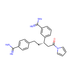 N=C(N)c1ccc(CC[C@@H](CC(=O)n2cccc2)c2cccc(C(=N)N)c2)cc1 ZINC000027706609