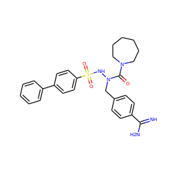 N=C(N)c1ccc(CN(NS(=O)(=O)c2ccc(-c3ccccc3)cc2)C(=O)N2CCCCCC2)cc1 ZINC000029339957