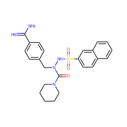 N=C(N)c1ccc(CN(NS(=O)(=O)c2ccc3ccccc3c2)C(=O)N2CCCCC2)cc1 ZINC000029341765