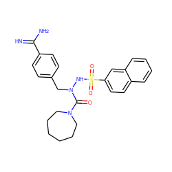 N=C(N)c1ccc(CN(NS(=O)(=O)c2ccc3ccccc3c2)C(=O)N2CCCCCC2)cc1 ZINC000029337700