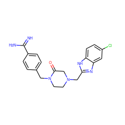 N=C(N)c1ccc(CN2CCN(Cc3nc4cc(Cl)ccc4[nH]3)CC2=O)cc1 ZINC000012354966