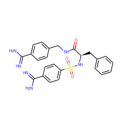 N=C(N)c1ccc(CNC(=O)[C@@H](Cc2ccccc2)NS(=O)(=O)c2ccc(C(=N)N)cc2)cc1 ZINC000095564855