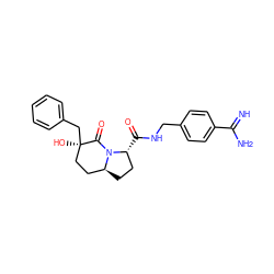 N=C(N)c1ccc(CNC(=O)[C@@H]2CC[C@H]3CC[C@@](O)(Cc4ccccc4)C(=O)N32)cc1 ZINC000013818739